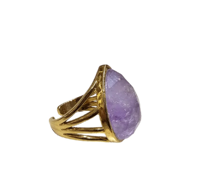 Birthstone rings for women -Goddess Amethyst Crystal Ring