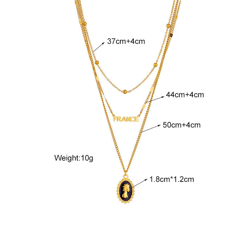 Colorful gemstone necklaces for women -Fashion Heart Chain Titanium Steel Electroplating Necklaces