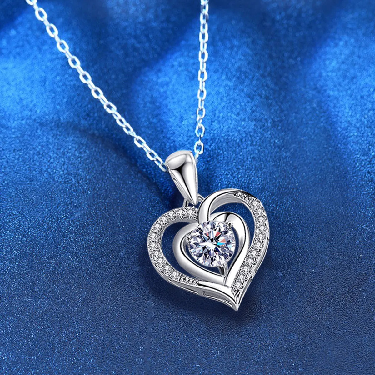 Women’s infinity necklaces -Simple Style Heart Shape Sterling Silver Moissanite Pendant Necklace In Bulk