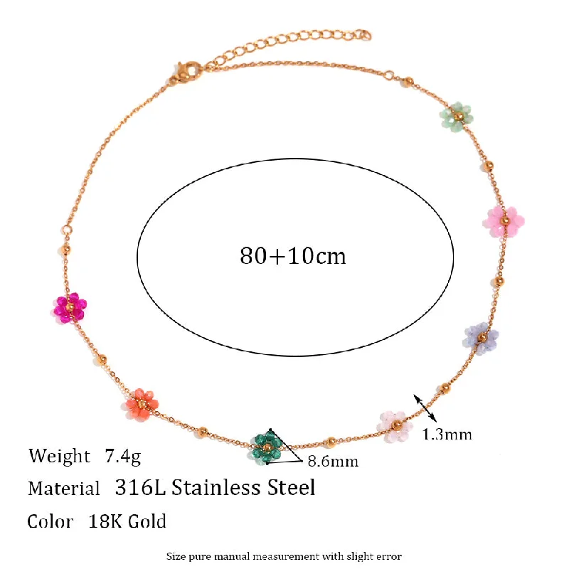 Handmade 7 Colorful Flower Chains Waist Chain 80 10cm - Gold