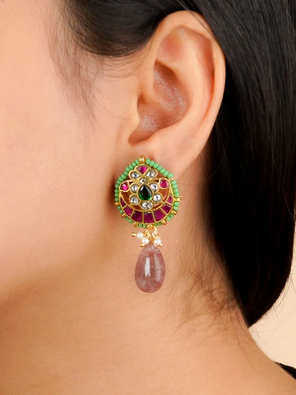 Fashion earrings for women -Multicolor Gold Plated Mishr Earrings - MR-E81M