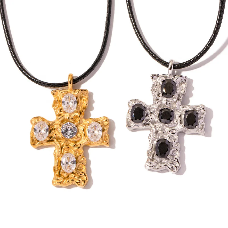 Fashionable necklaces for women -IG Style Cross Geometric Stainless Steel 18K Gold Plated Necklaces