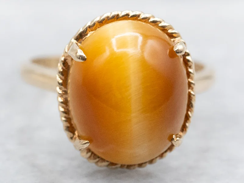 Custom silver engagement rings for women -Tiger's Eye Solitaire Ring