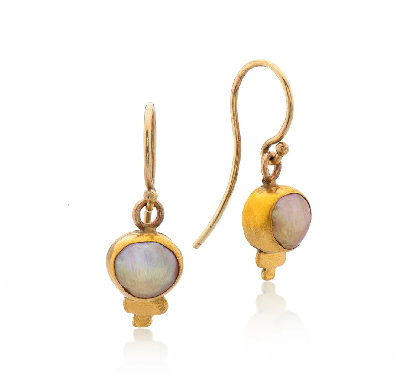 Luxury earrings for women -Nava Zahavi Yellow Gold  Delicate Pearl Earrings