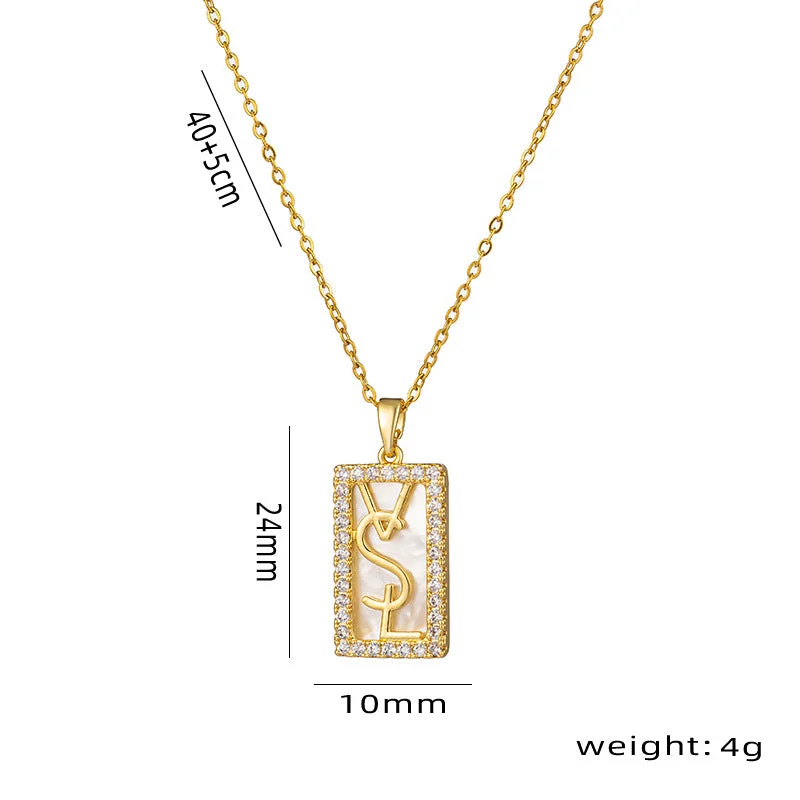 Simple gold necklaces for women -Korean Quadrilateral Geometric Titanium Steel 18K Gold Plated Necklaces