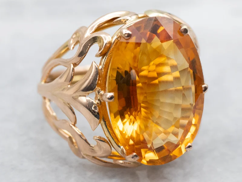 Fashion rings for women -Citrine Solitaire Cocktail Ring