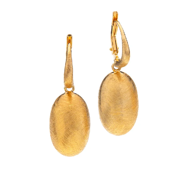 Geometric earrings for women -Nava Zahavi Gold Plated Oval Lever Back Earrings