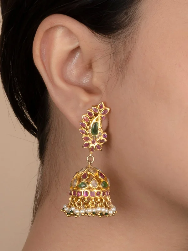 Boho earrings for women -Multicolor Gold Plated Mishr Earrings - MR-E165M