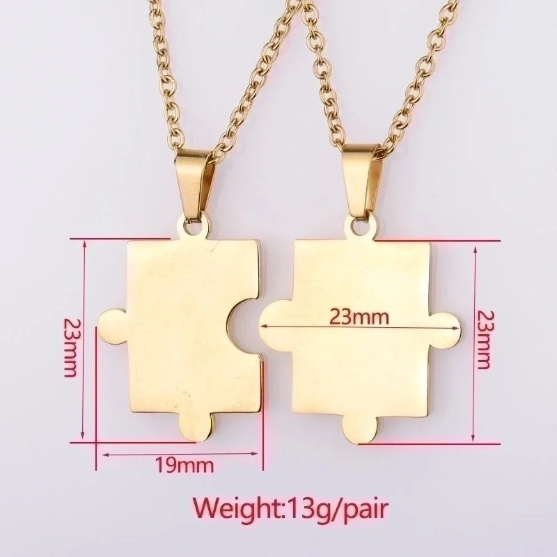 Adjustable necklaces for women -Simple Style Jigsaw Titanium Steel Plating 18k Gold Plated Pendant Necklace