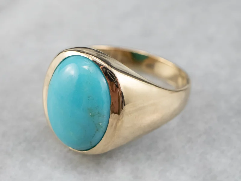 Dainty rings for women -Vintage Turquoise Gold Ring