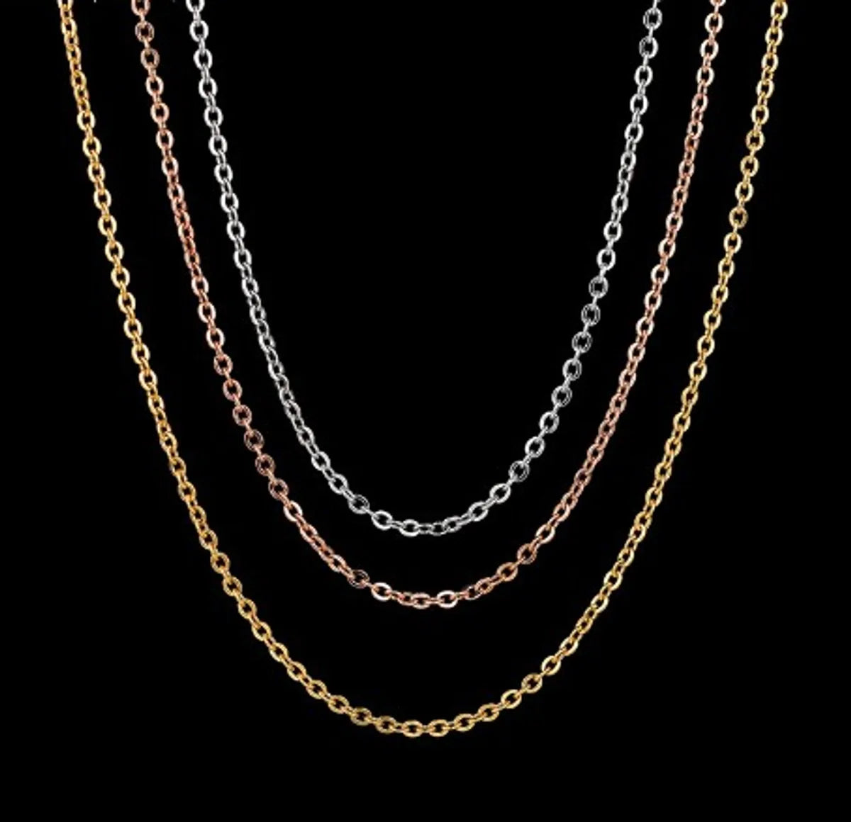 Gold-plated necklaces for women -Simple Style Solid Color Stainless Steel Plating Unisex Necklace 1 Piece