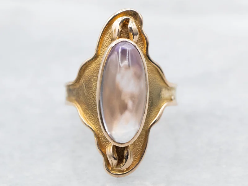 Adjustable rings for women -Art Nouveau Era Amethyst Cabochon Ring