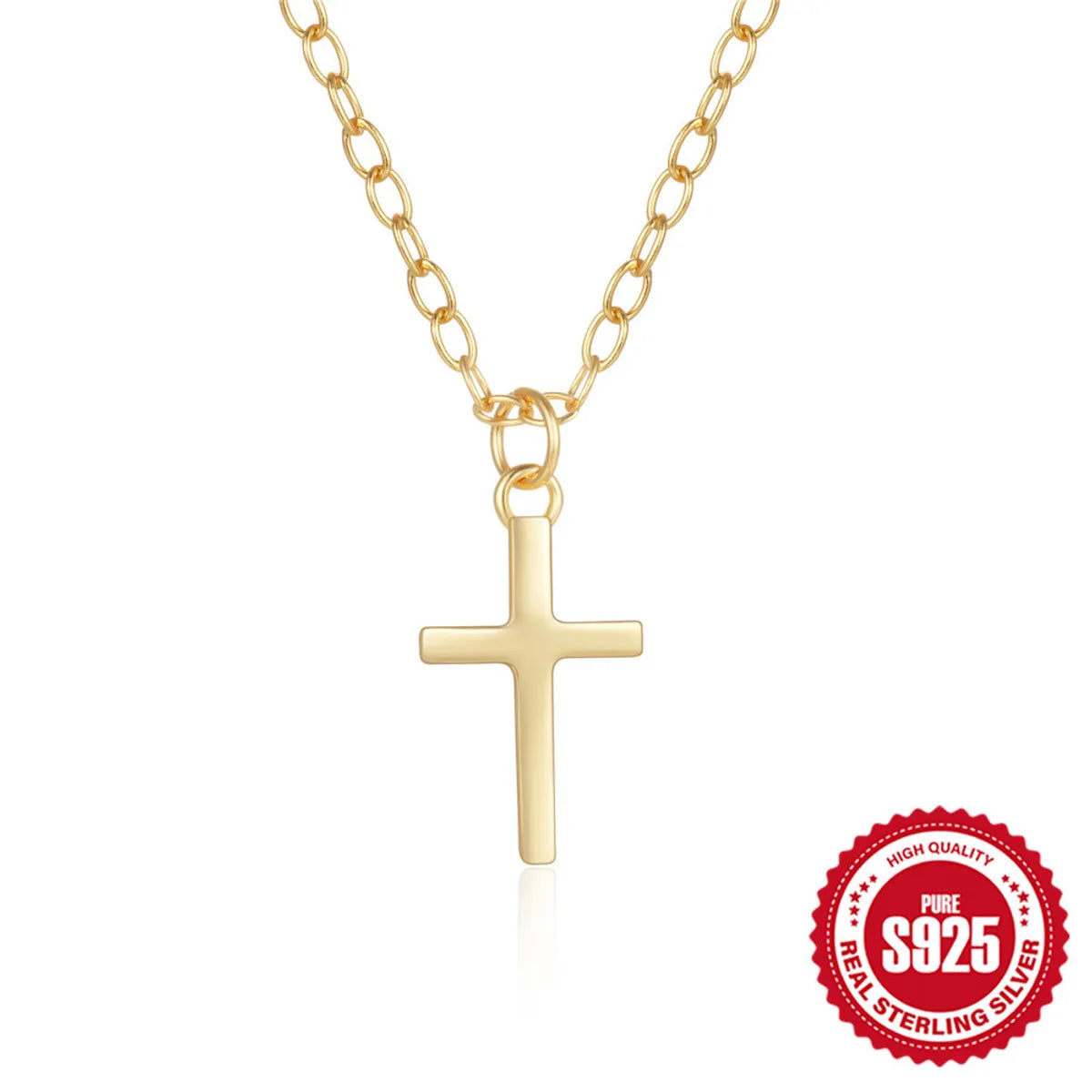 Chunky necklaces for women -Sterling Silver Simple Style Cross Plating Pendant Necklace