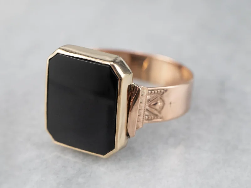 Colored gemstone rings for women -Mixed Era Black Onyx Statement Ring