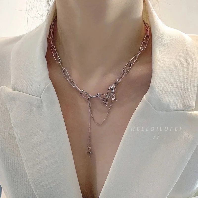 Silver Butterfly Clavicle Chain