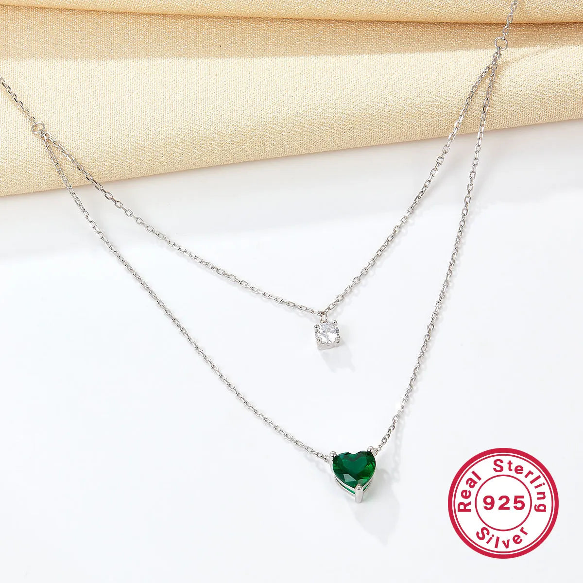 Unique necklaces for women -Elegant Simple Style Heart Shape Sterling Silver Plating Inlay Zircon White Gold Plated Double Layer Necklaces