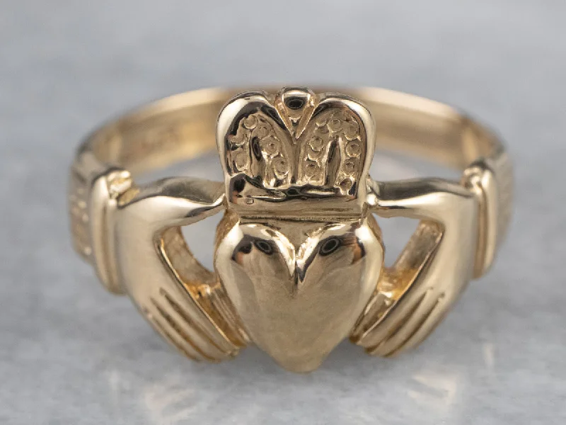 Stackable rings for women -Classic 14K Gold Claddagh Ring