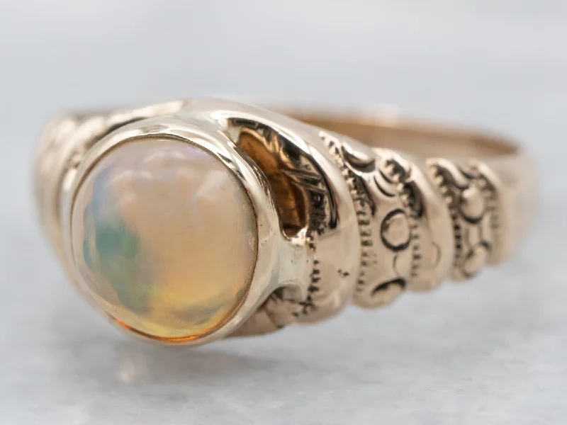 Round-cut rings for women -Antique Opal Rose Gold Ring