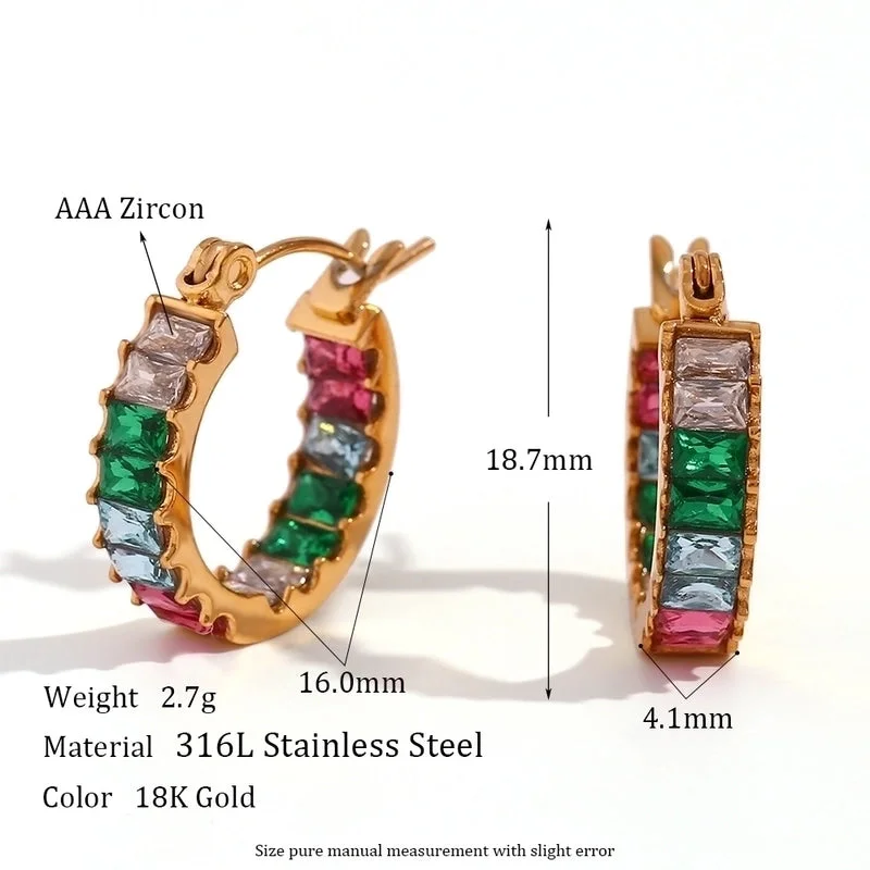 Bilateral Zircon Earrings-Colorful Crystals