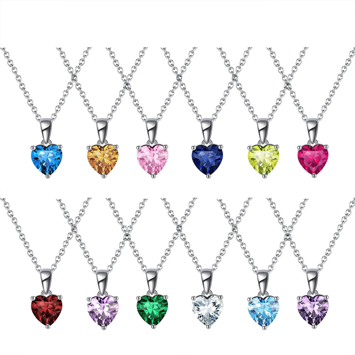 Custom engraved necklaces for women -Simple Style Classic Style Heart Shape Sterling Silver Polishing Plating Inlay Zircon White Gold Plated Pendant Necklace