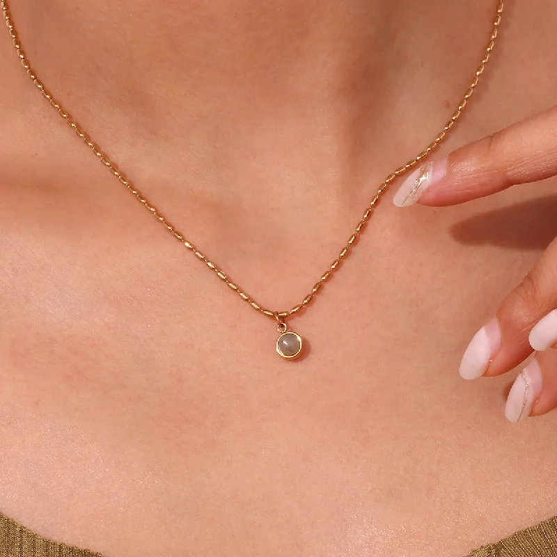 Triple-strand necklaces for women -Minimalist Round Geometric Stainless Steel 18K Gold Plated Necklaces