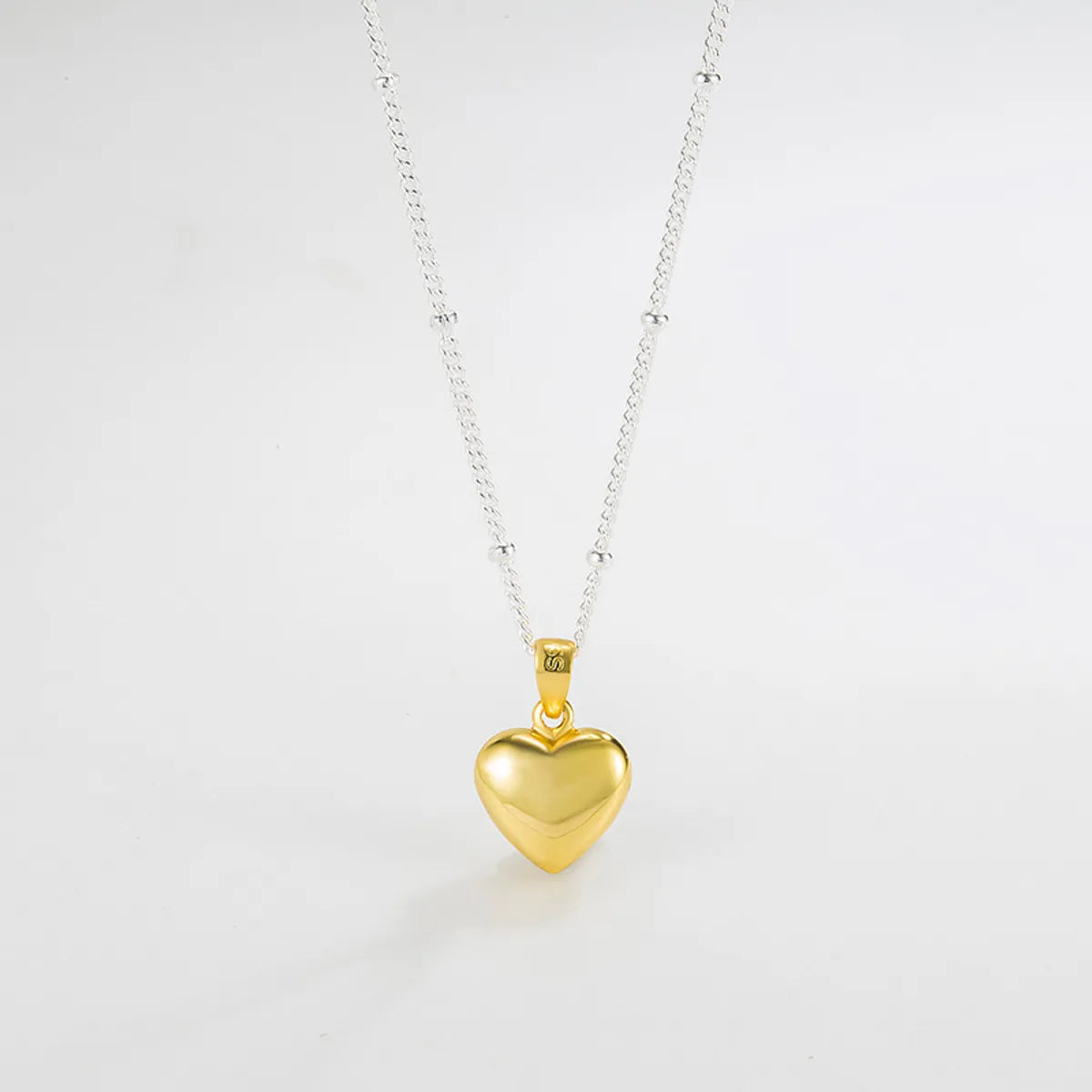 Adjustable gold necklaces for women -Simple Style Heart Shape Silver Plating Pendant Necklace 1 Piece