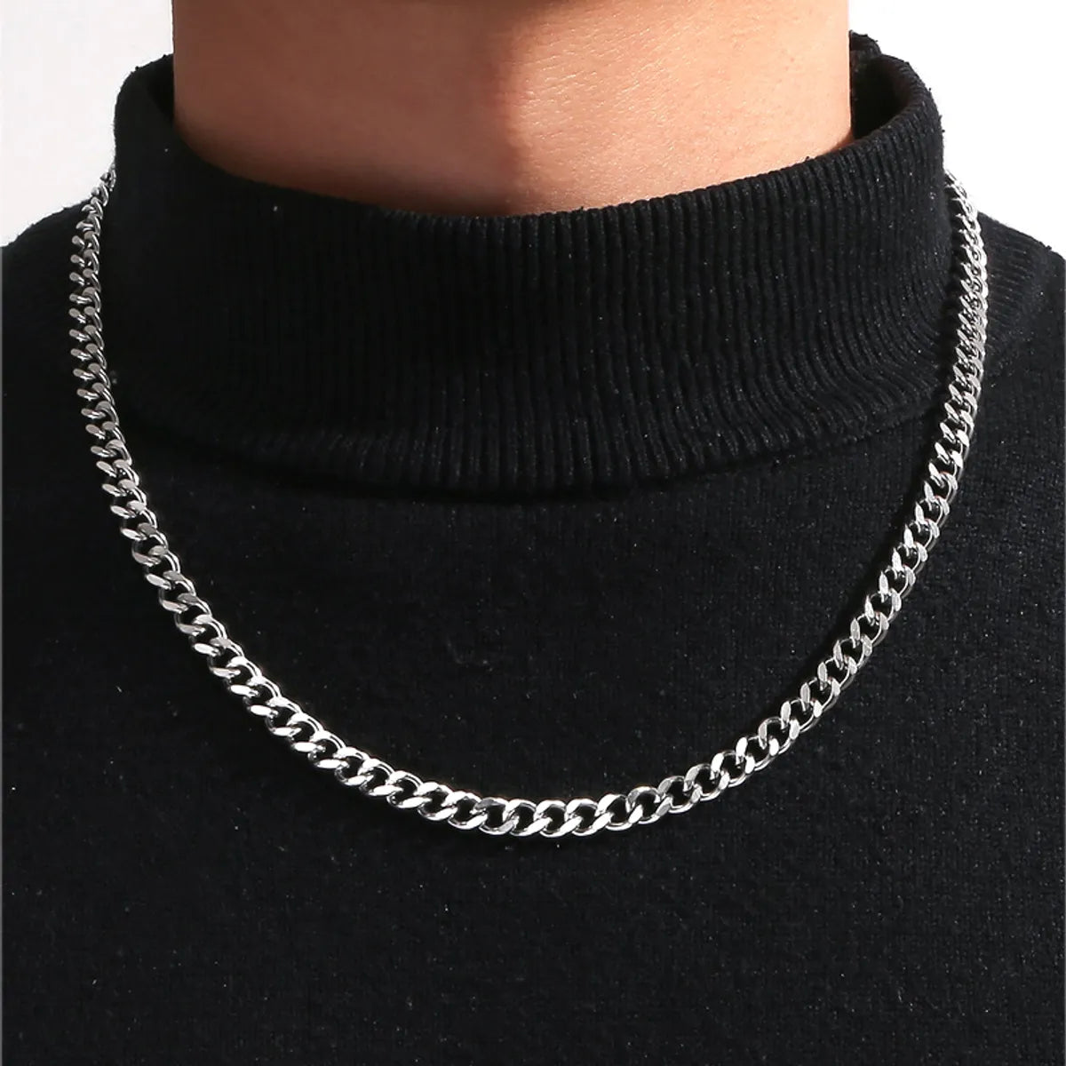 Minimalist necklaces for women -Hip-Hop Solid Color Stainless Steel Men'S Necklace