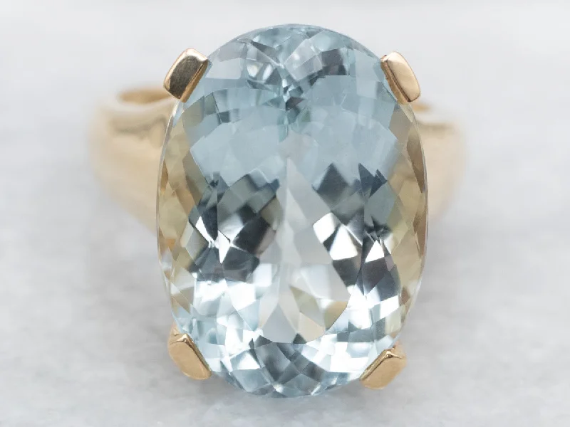 Luxury rings for women -Oval Cut Blue Topaz Cocktail Ring