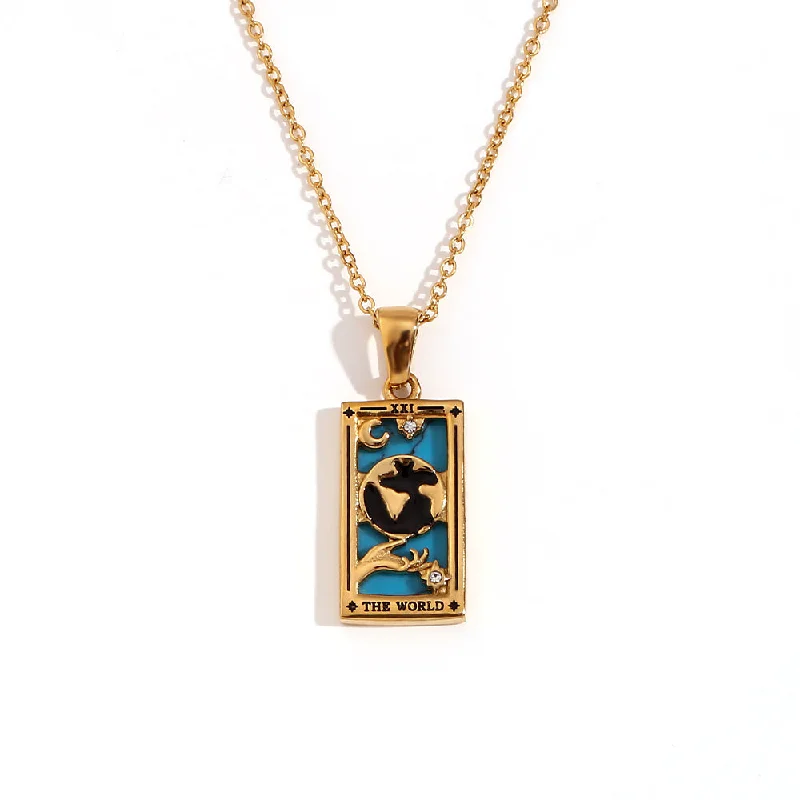 Original New Tarot Necklace-Gold-World