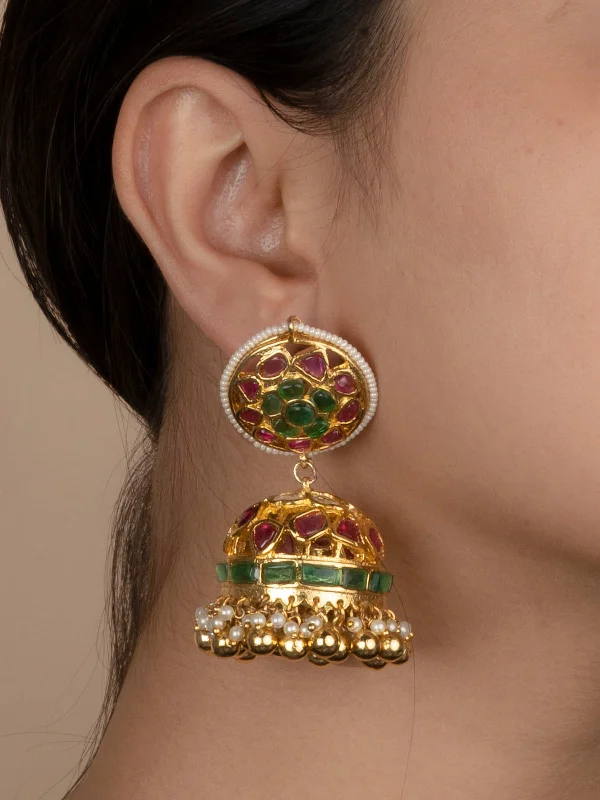 Modern earrings for women -Multicolor Gold Plated Mishr Earrings - MR-E162M