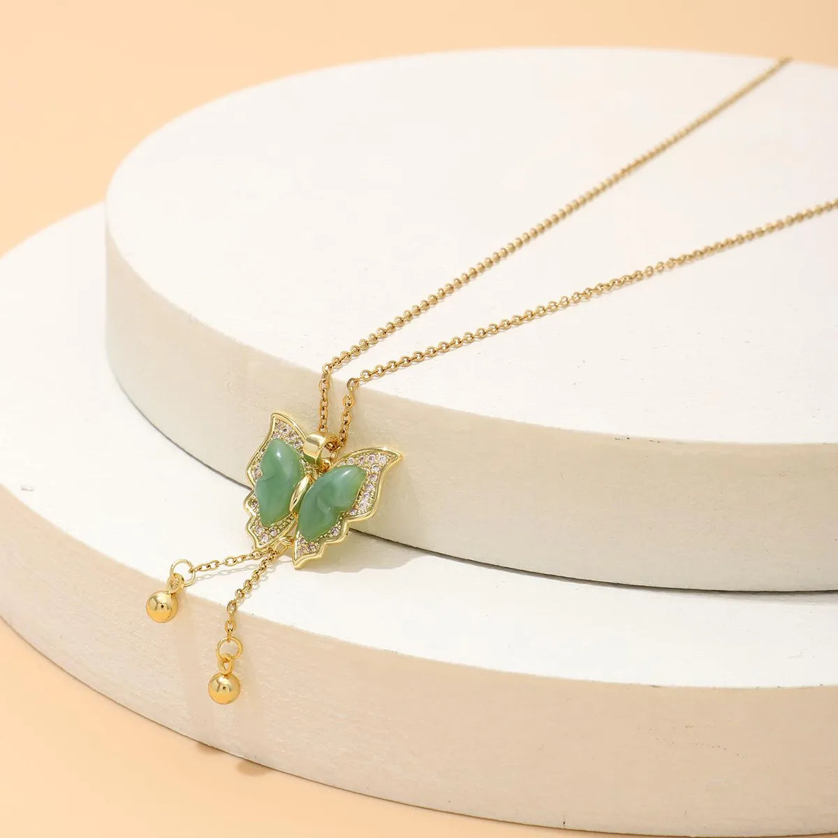 Women’s chain necklaces with charms -Wholesale Elegant Commute Butterfly Copper Plating Inlay 18K Gold Plated Zircon Pendant Necklace