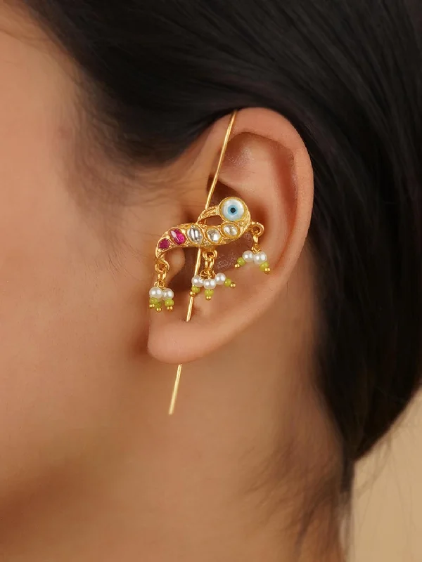 Colorful earrings for women -Pink Color Gold Plated Earrings - TR-EAR146