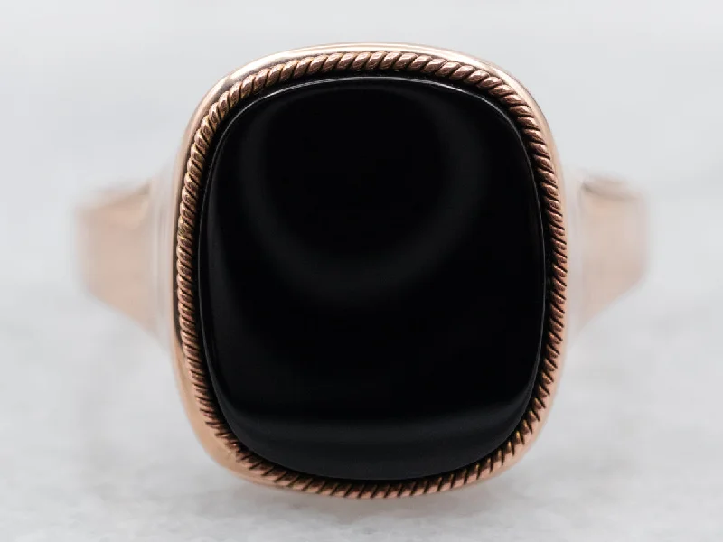 Engagement rings for women -Rose Gold Black Onyx Ring