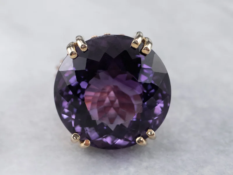 Cocktail rings for women -Gold Amethyst Statement Ring