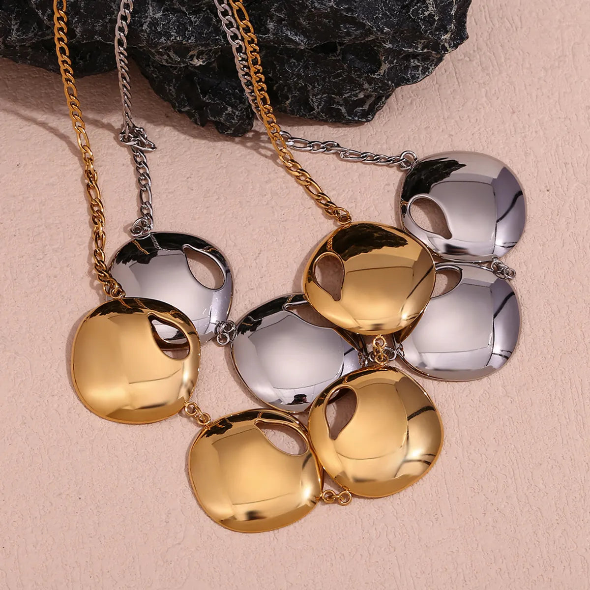 Initial necklaces for women -Fashion Geometric Stainless Steel Plating 18k Gold Plated Necklace