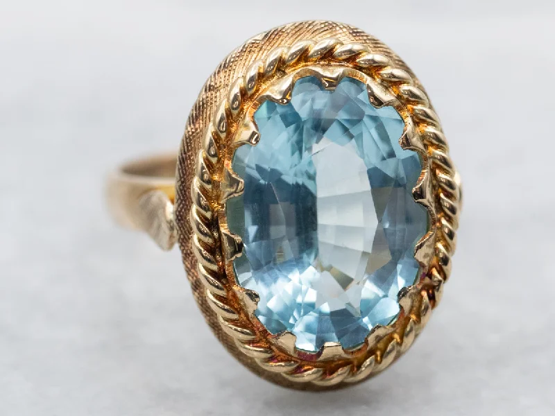 Bohemian-style rings for women -Vintage Blue Topaz Solitaire Ring