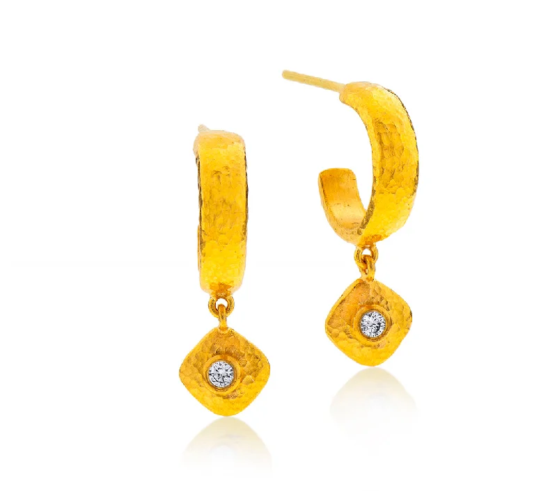 Textured earrings for women -Nava Zahavi Gold Gypsy Diamond Earrings