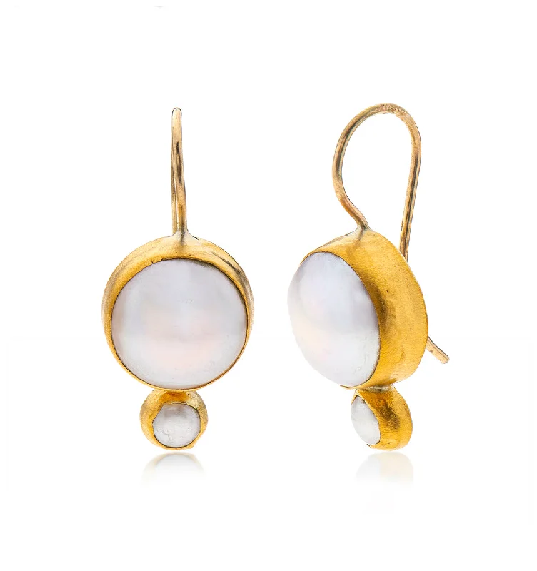 Art deco earrings for women -Nava Zahavi Yellow Gold Pearl Jam Earrings