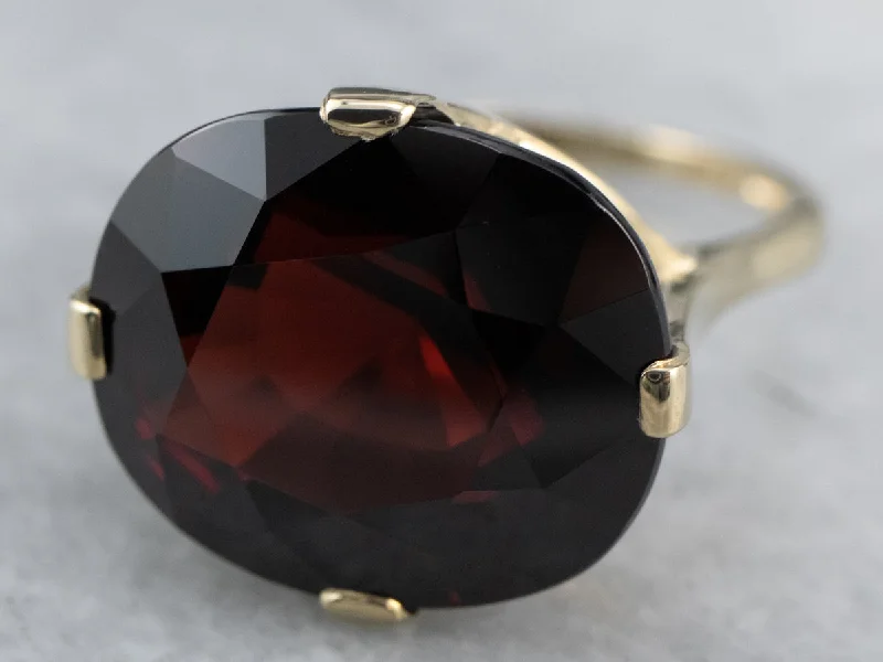 Custom gold wedding rings for women -Cushion Cut Garnet Gold Statement Ring