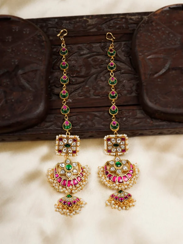 Textured earrings for women -Multicolor Gold Plated Mishr Earrings - MR-E191M