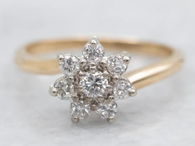 Classic solitaire rings for women -Yellow Gold Diamond Cluster Bypass Ring