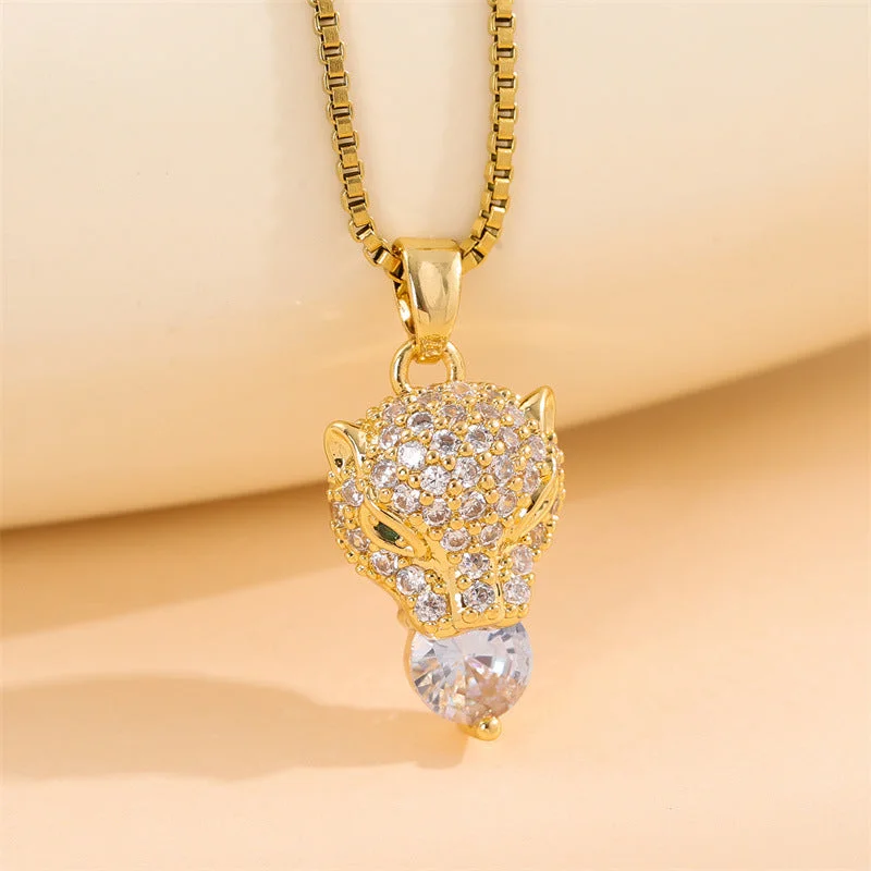 Luxury diamond necklaces for women -Natural Leopard Stainless Steel Electroplating Necklaces