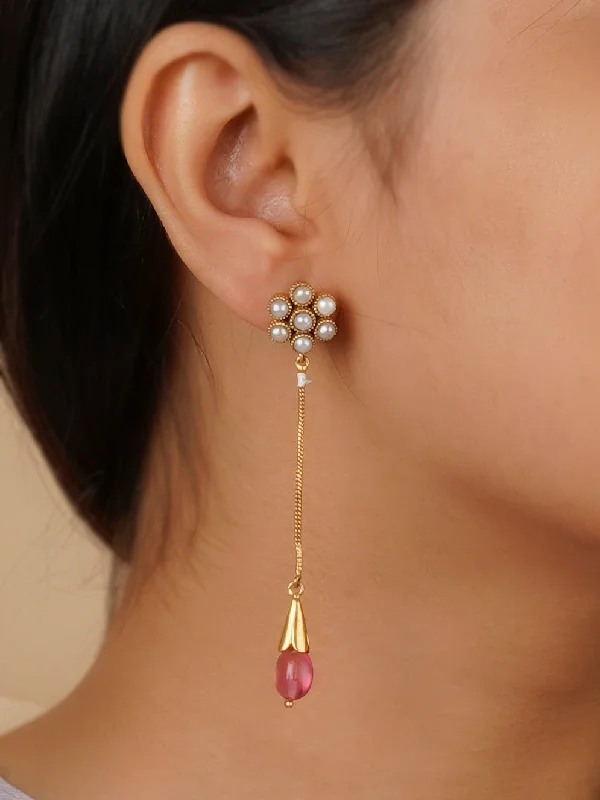 Butterfly earrings for women -Baby Pink Color Gold Plated Jadau Kundan Earrings - ME1157