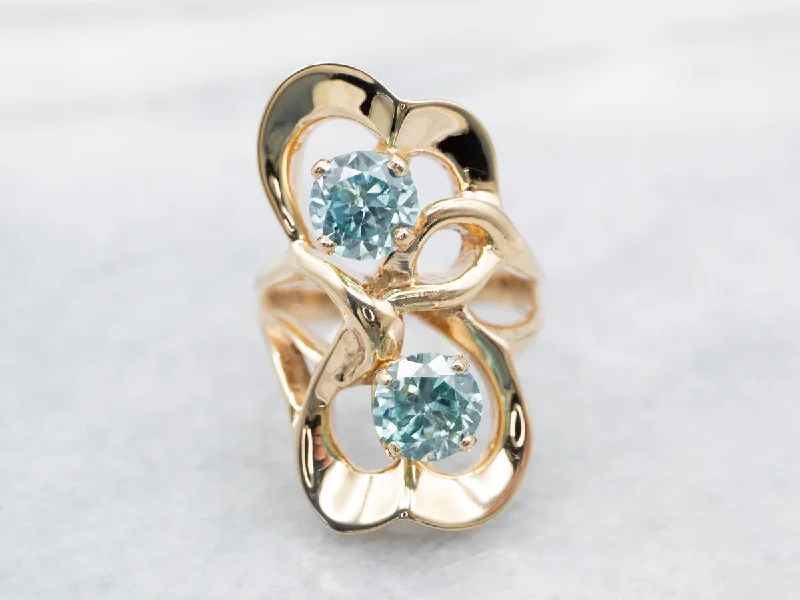 Engagement rings for women -Modernist Blue Zircon Sweetheart Ring