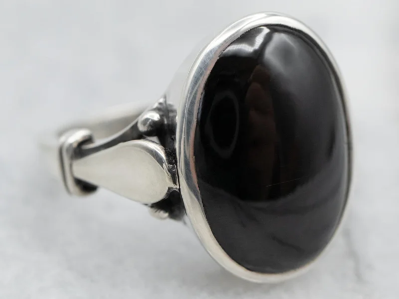 Oval-cut rings for women -Sterling Silver Cat's Eye Sillimanite Ring