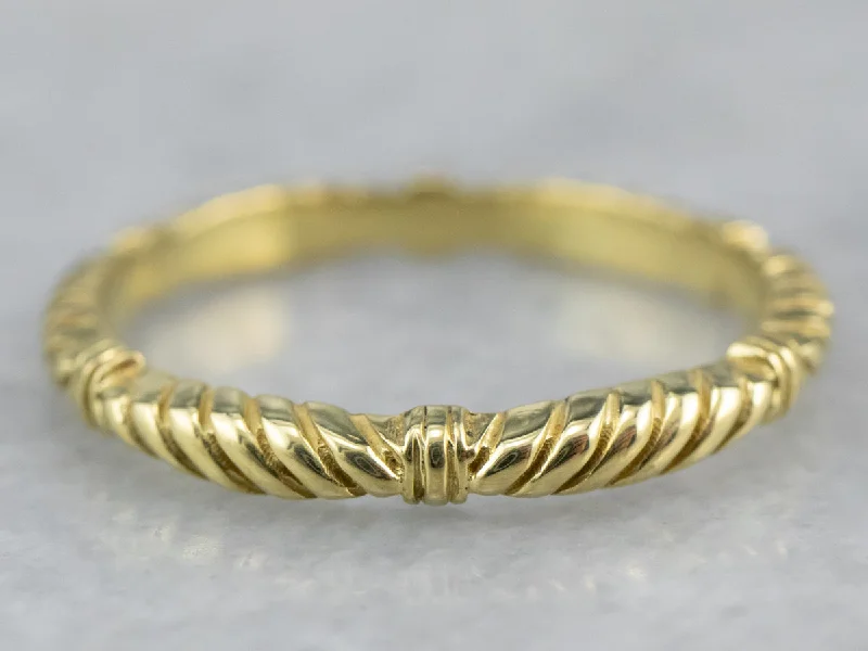 Chunky gemstone rings for women -Rope Patterned Gold Band Ring