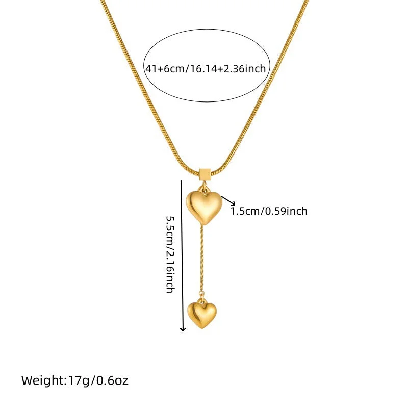 Fashion gold chain necklaces for women -Fashion Chain Heart Stainless Steel Electroplating Necklaces