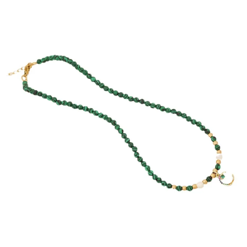 Wedding chain necklaces for women -Heart Malachite Handmade Necklaces