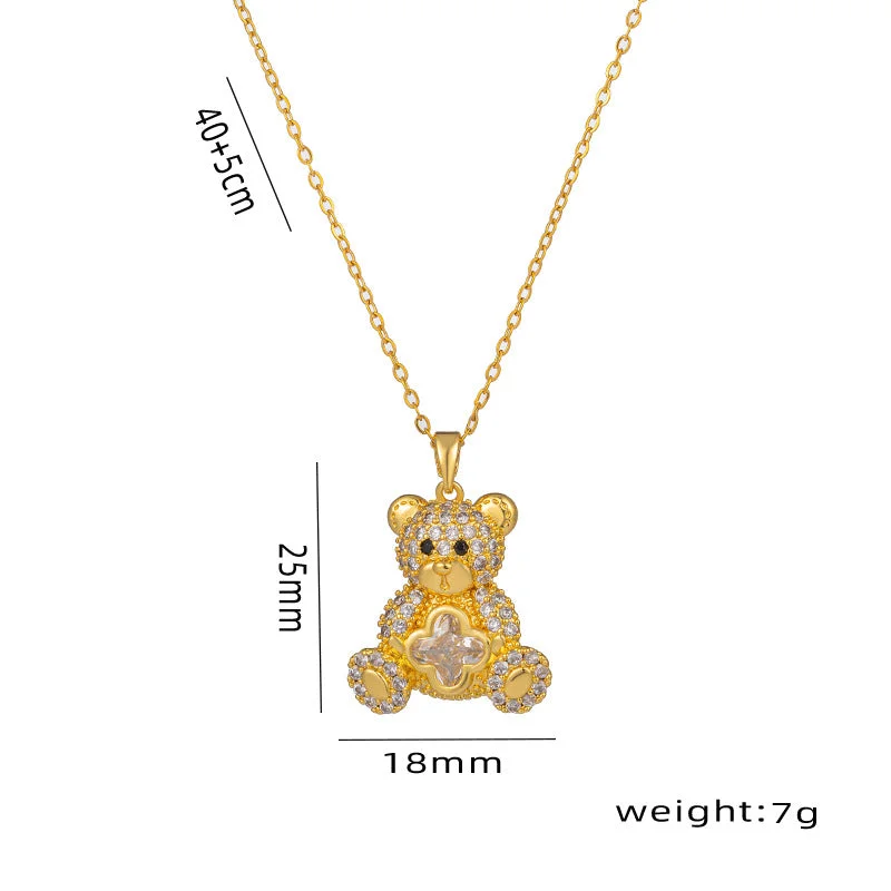 Sparkling diamond necklaces for women -Cartoon Titanium Steel 18K Gold Plated Necklaces