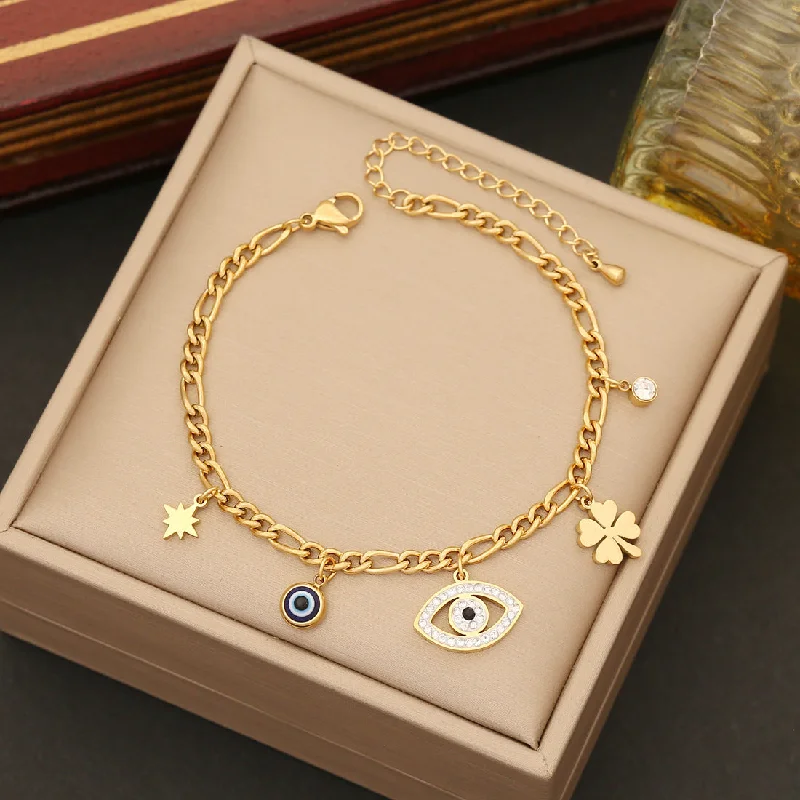 Statement necklaces for women -Expressive Eye Stainless Steel Electroplating Necklaces